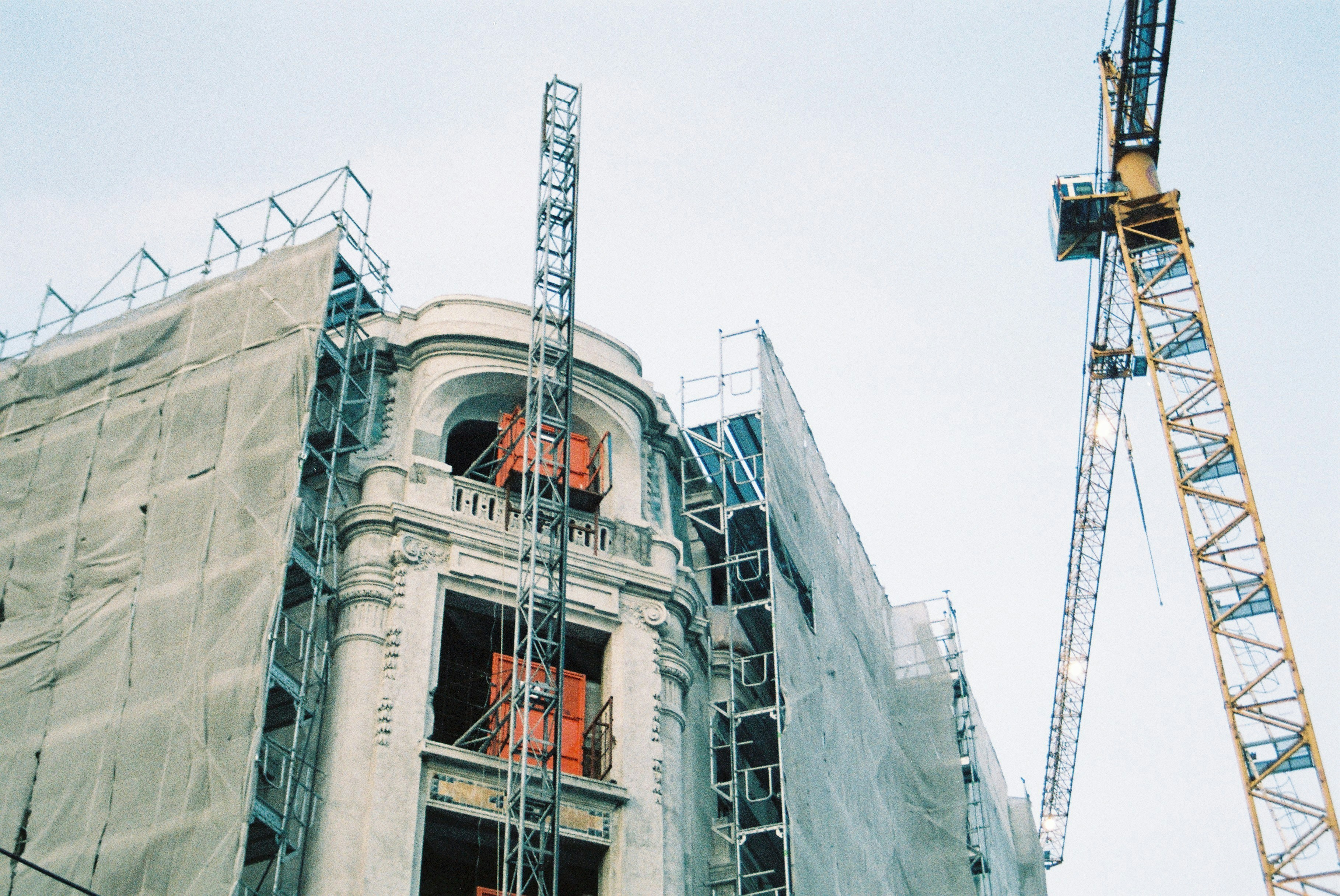 Old building with scaffolding.