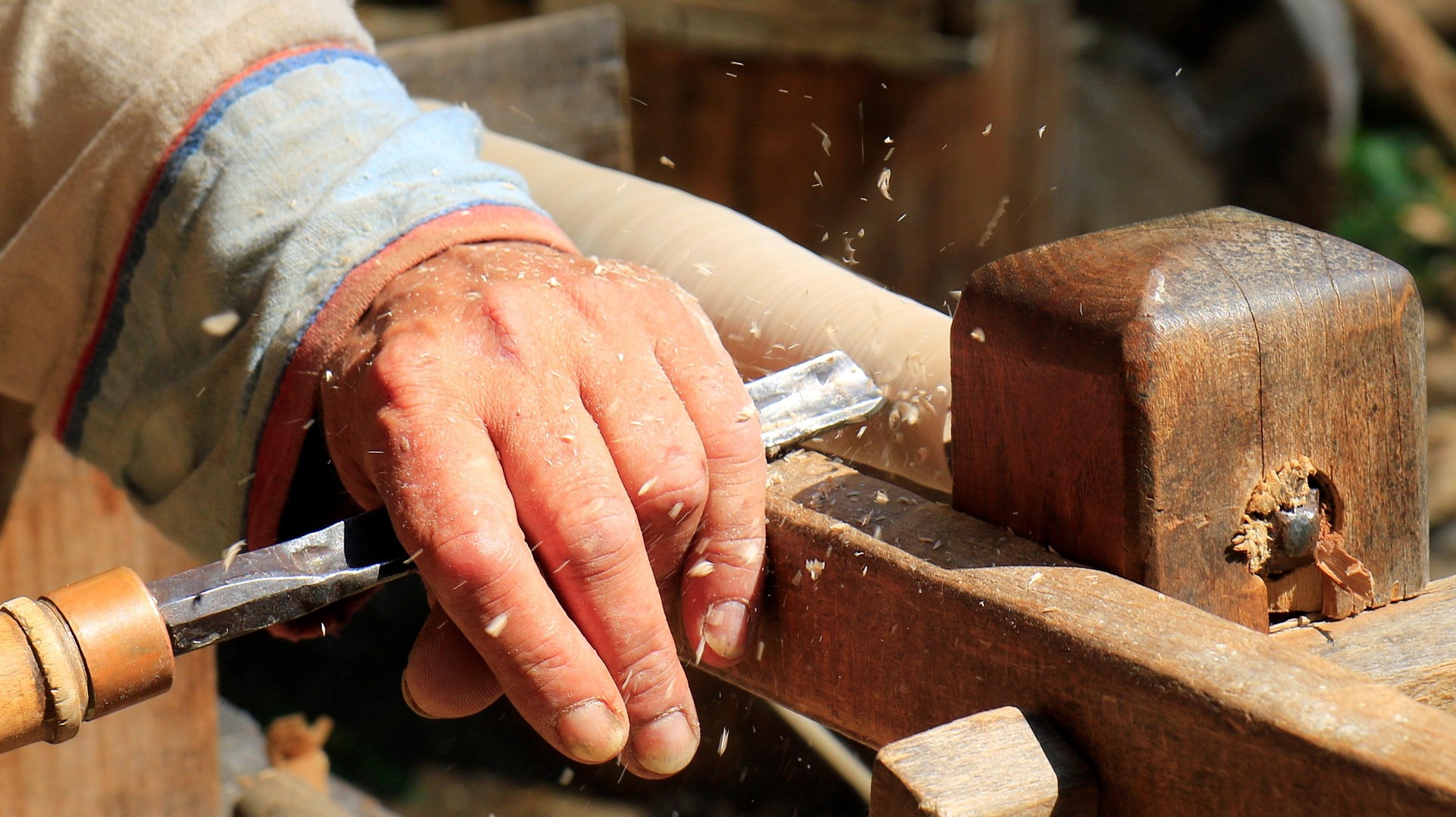 Person using woodworking tools