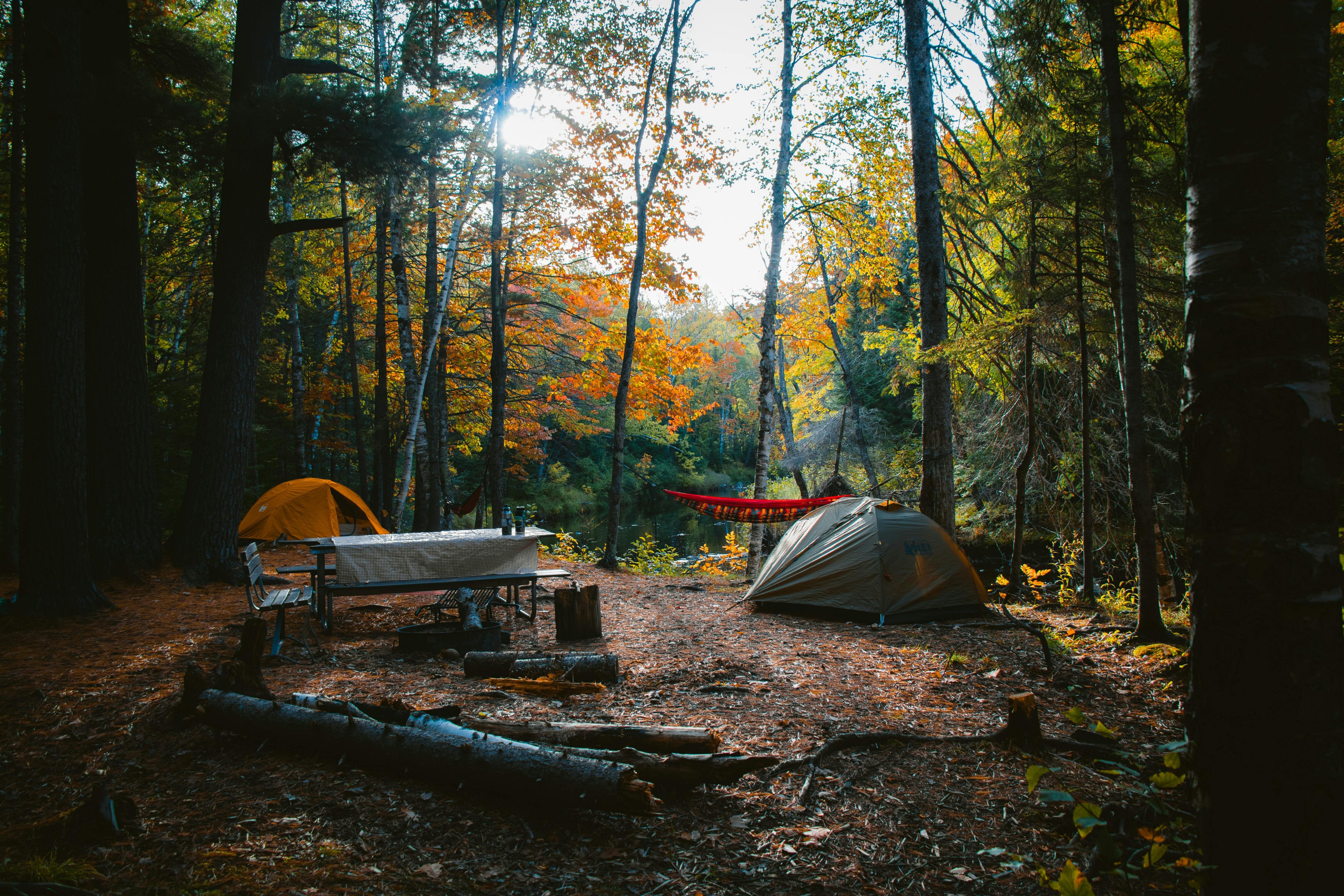 A simple campsite in the woods