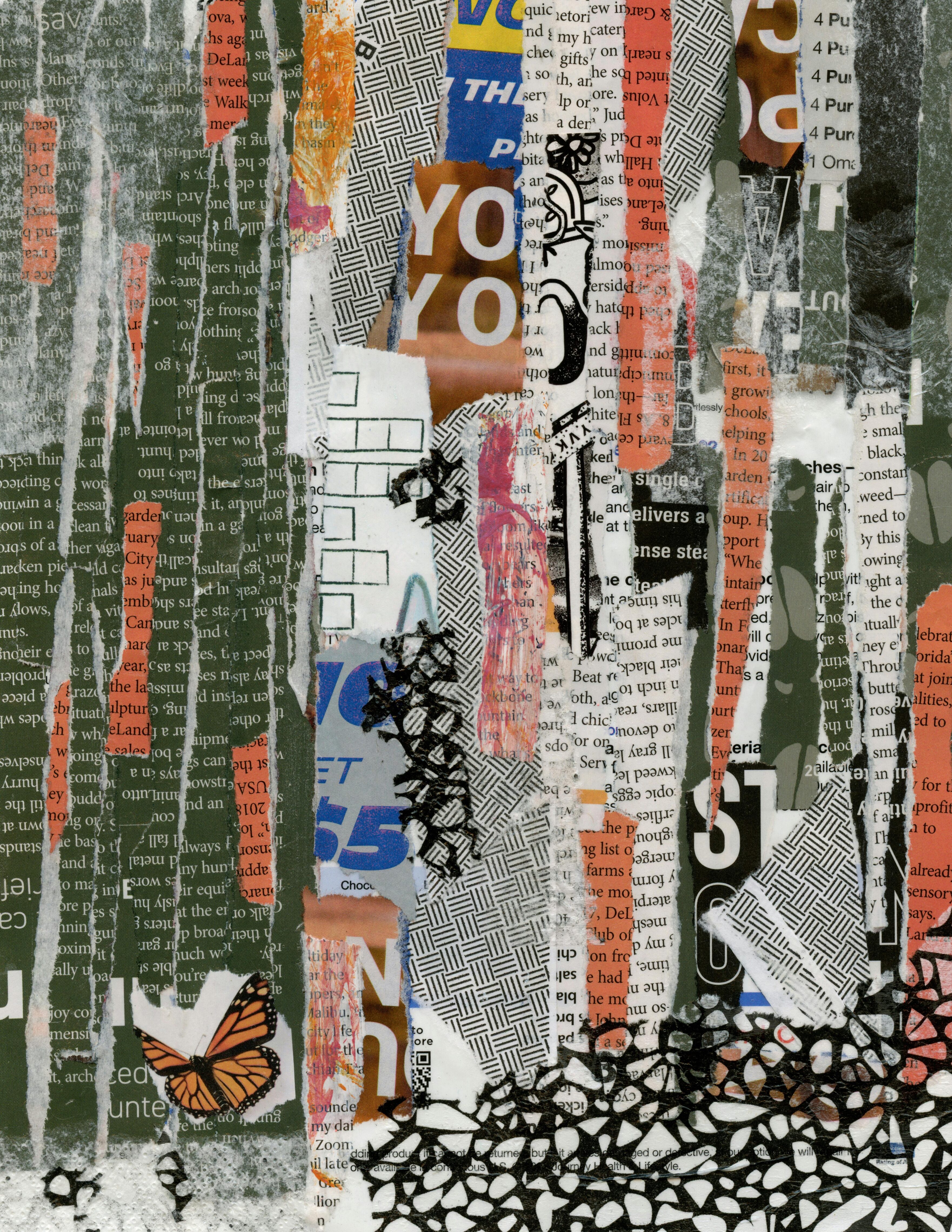 A busy paper collage