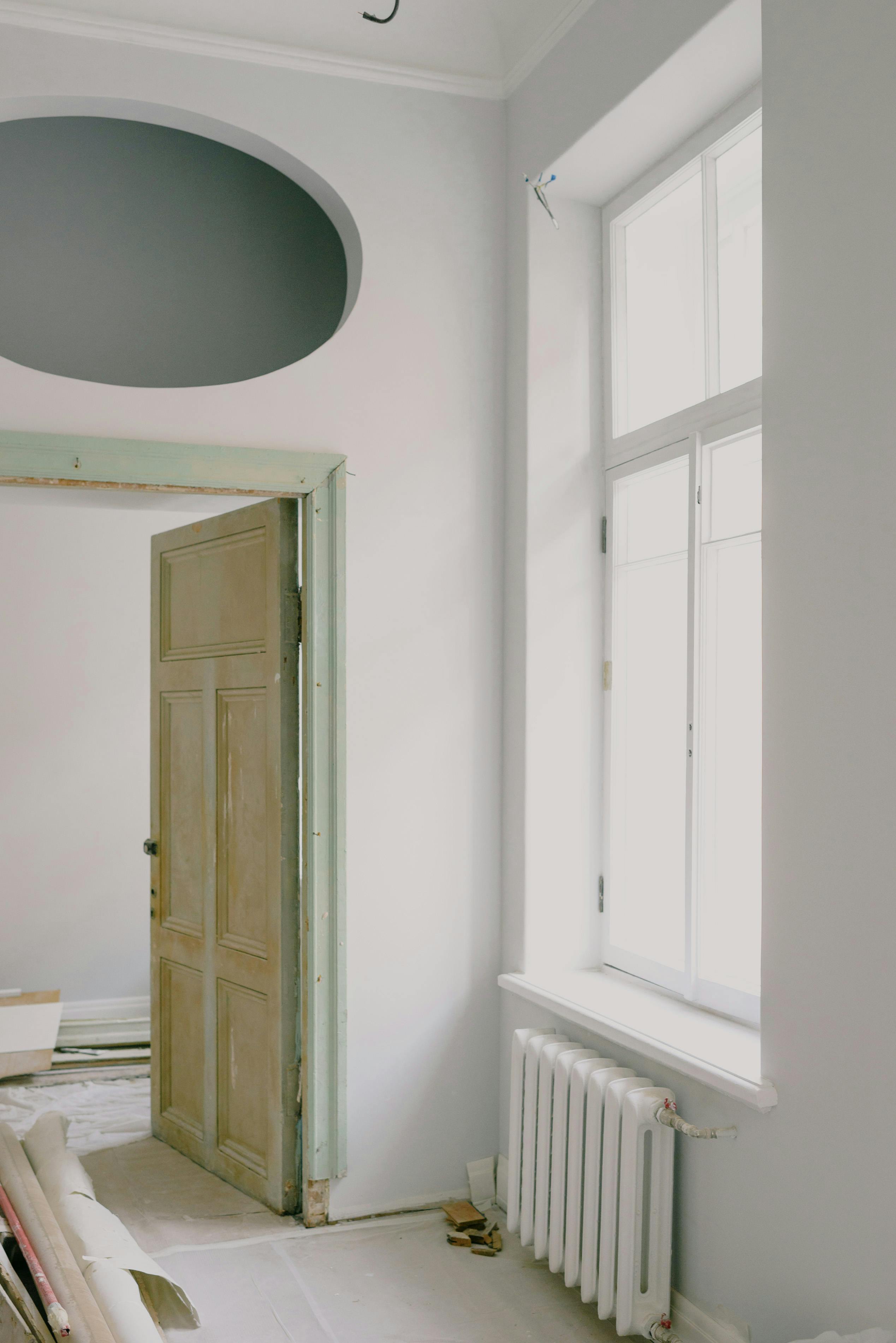 Bright interior of an old home mid-renovation